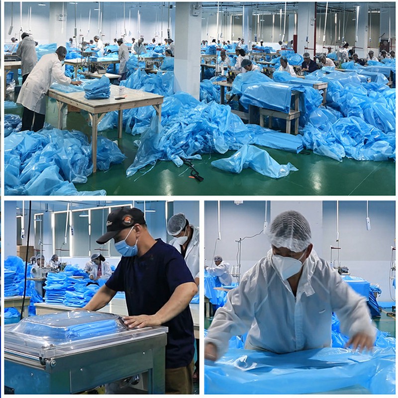 Yiwu Ruoxuan Garment tehas teeb 750K Kaitseülikonnad vähem kui kuu jooksul.